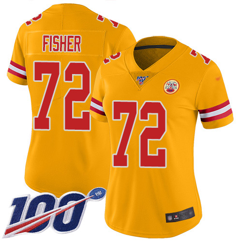 Women Kansas City Chiefs 72 Fisher Eric Limited Gold Inverted Legend 100th Season Football Nike NFL Jersey
